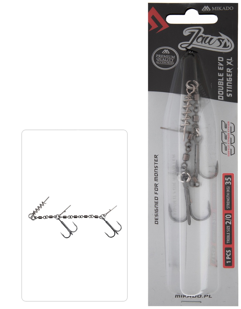 STINGER - JAWS DOUBLE EVO STINGER XL - 35kg - TREBLE HOOK NO 2/0