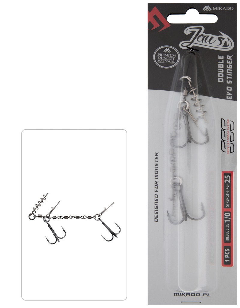 STINGER - JAWS DOUBLE EVO STINGER - 25kg - TREBLE HOOK NO 1/0