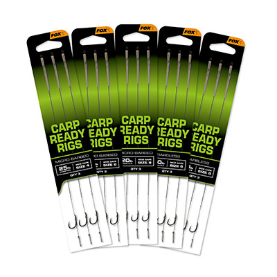 Fox Carp Ready Rigs x3 Wide Gape micro barbed