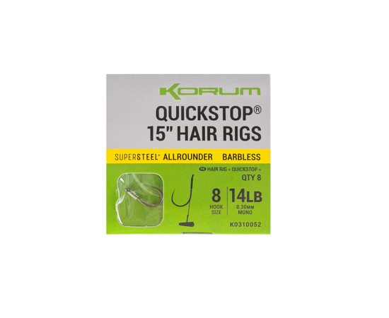 Korum 4" Big Fish Hair Rigs Quickstops Barbless