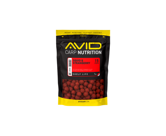 Avid Squid & Strawberry 15mm Boilies 1kg