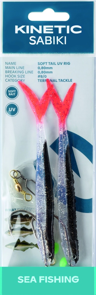 KINETIC SABIKI SOFT TAIL UV #8/0 BLACK FIRE TAIL