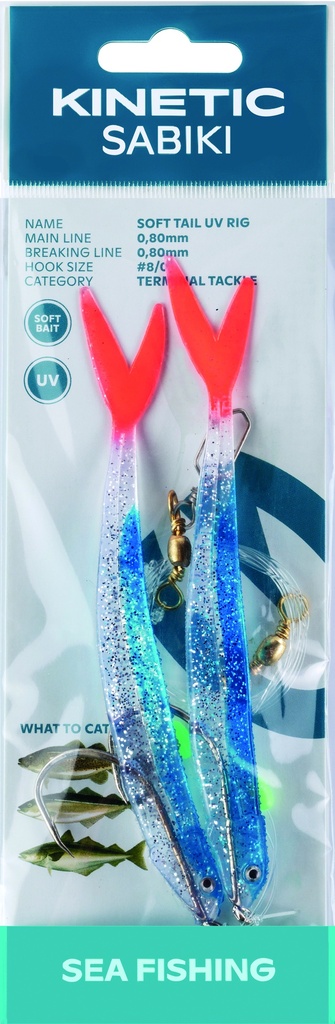 KINETIC SABIKI SOFT TAIL UV #8/0 BLUE FIRE TAIL