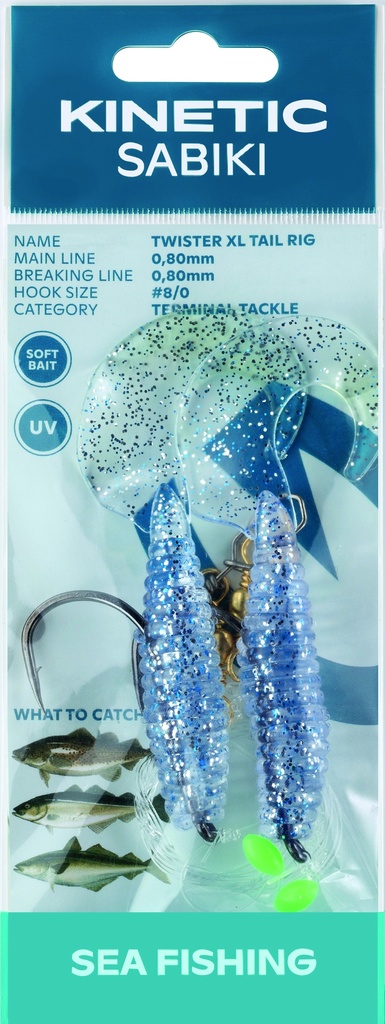 KINETIC SABIKI TWISTER XL TAIL #8/0 BLUE/SILVER