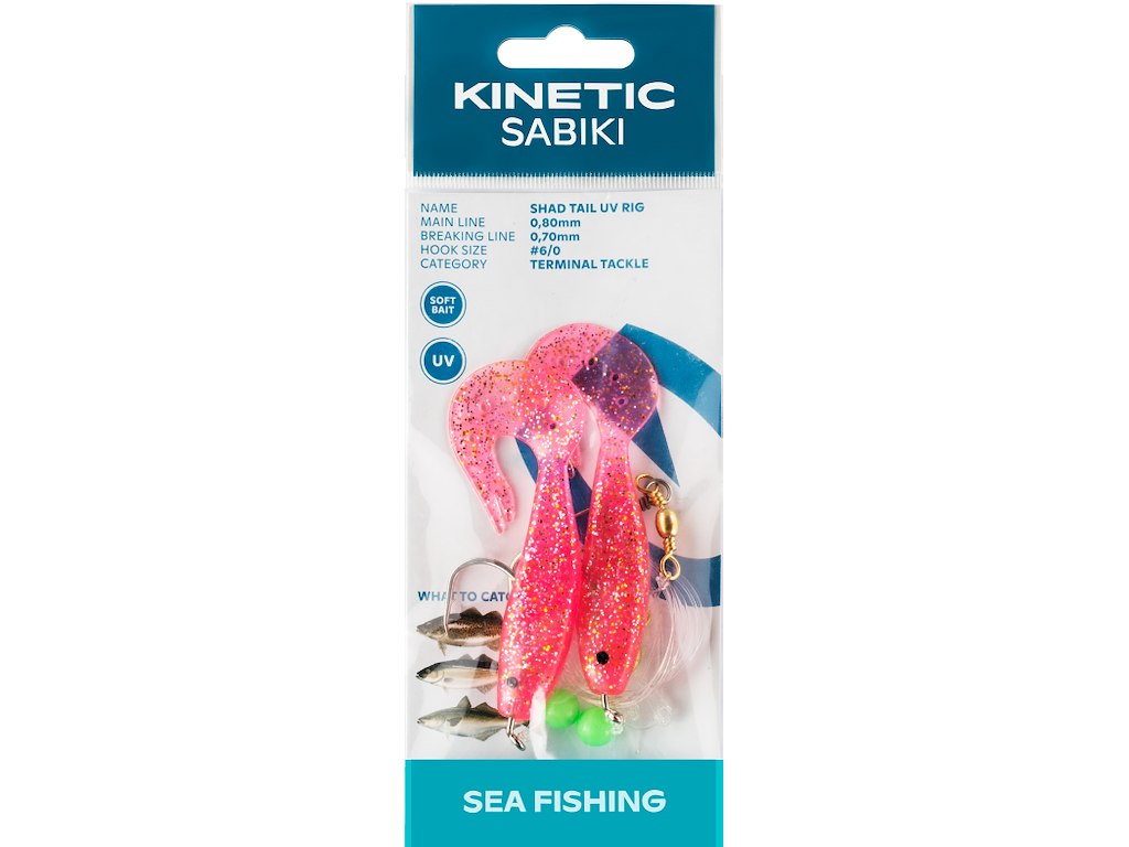 KINETIC SABIKI SHAD TAIL UV #6/0 PINK/GLITTER