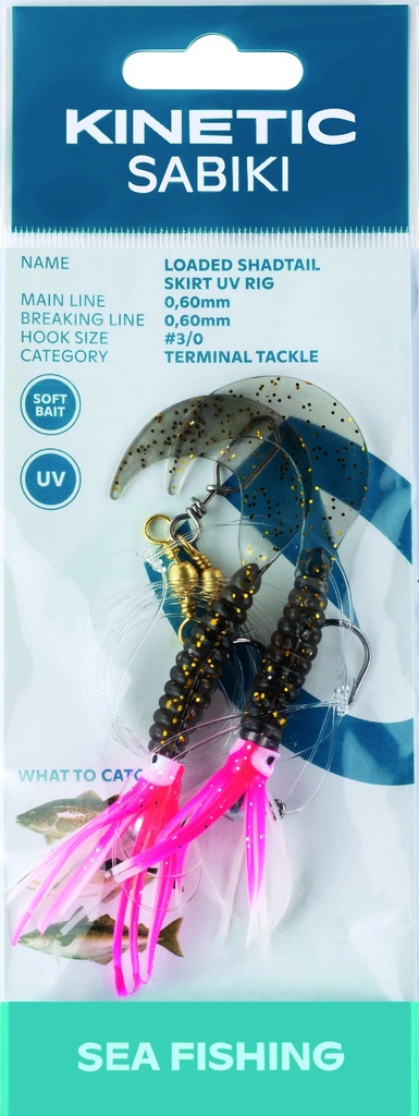 KINETIC SABIKI LOADED SHADTAIL SKIRT UV #3/0 SILVER/GLITTER