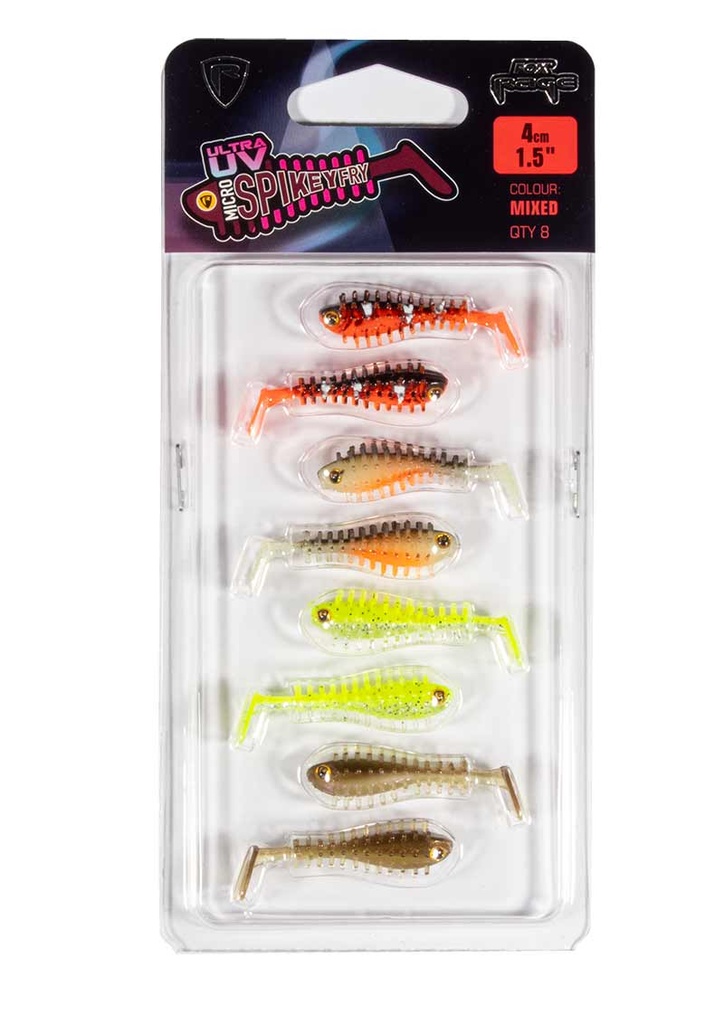 Fox Rage Micro Spikey Mixed Colour Lure Pack UV spi 4cm x 8pcs