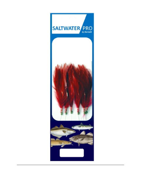 RED MACKEREL FEATHER 6 HOOK