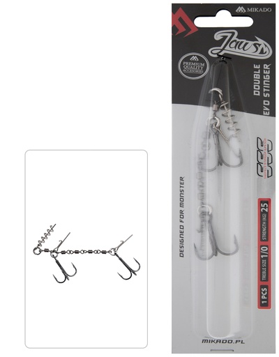 [HDJ-12-01] STINGER - JAWS DOUBLE EVO STINGER - 25kg - TREBLE HOOK NO 1/0