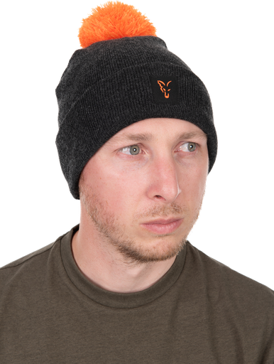 [CHH036] Fox Collection Bobble Hat Black/ Orange