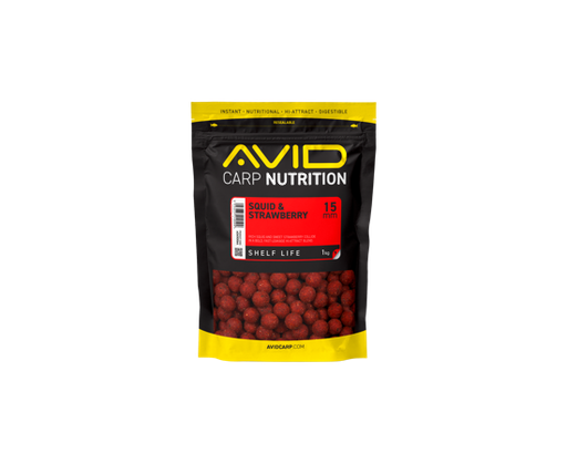 [A0650064] Avid Squid & Strawberry 15mm Boilies 1kg