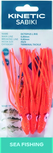 [F119-229-049] KINETIC SABIKI OCTOPUS L #6/0 RED/GLOW