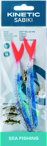 [F122-115-051] KINETIC SABIKI SOFT TAIL UV #8/0 BLUE FIRE TAIL