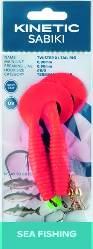 [F123-221-051] KINETIC SABIKI TWISTER XL TAIL #8/0 RED/BLACK/GOLD