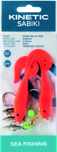 [F124-223-049] KINETIC SABIKI SHAD TAIL UV #6/0 RED/GLITTER