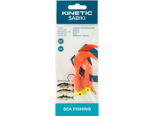 [F125-223-043] KINETIC SABIKI LOADED TWISTER UV #2/0 RED/GLITTER