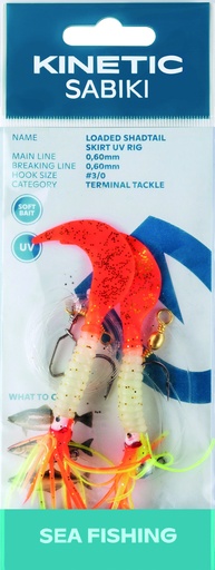 [F128-251-045] KINETIC SABIKI LOADED SHADTAIL SKIRT UV #3/0 YELLOW/GLITTER