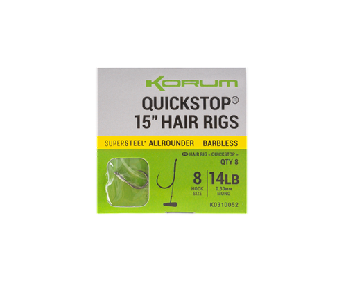Korum 4" Big Fish Hair Rigs Quickstops Barbless