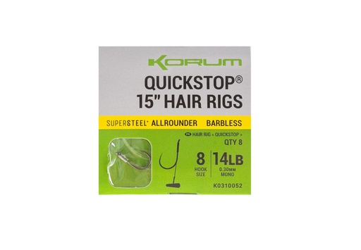 15" Big Fish Hair Rigs W/Quickstops Barbed"