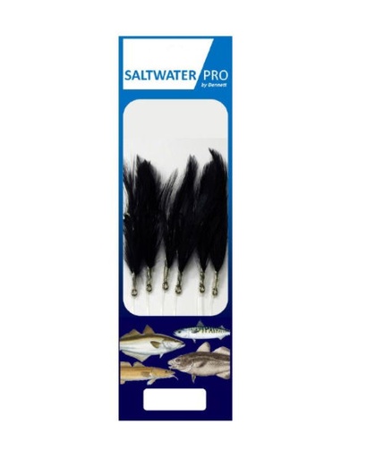 [R317B] Saltwater Pro 6HK Black Mackerel Feathers 1/0